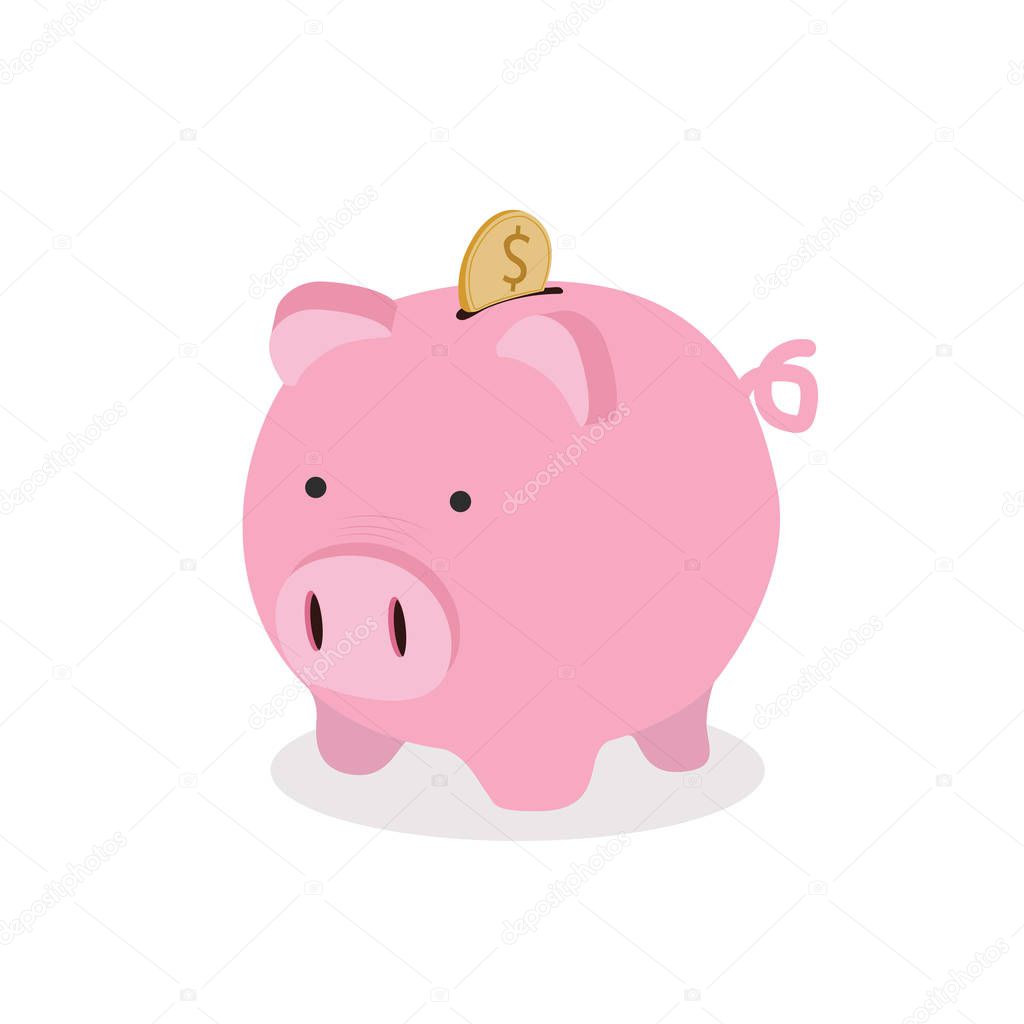 Piggy bank with coin vector Icon.