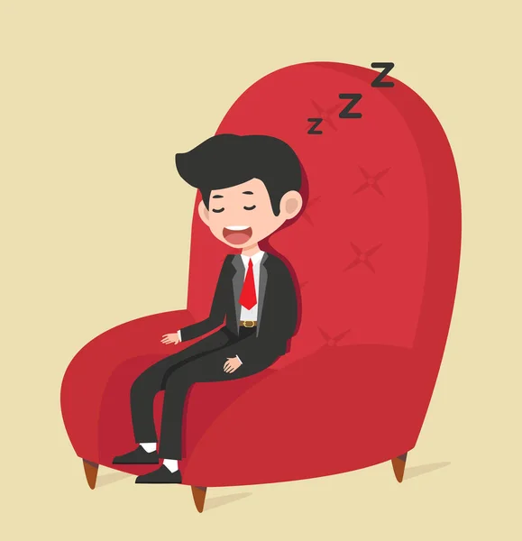 睡在红色椅子上的商人 — 图库矢量图片