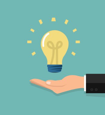 Elinde işadamı vektörü ampul