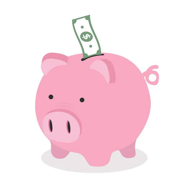 Piggy Bank Dollar Banknote Vector — Stock Vector