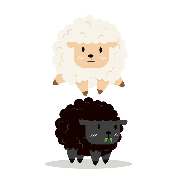 Sheep Jumping Black Sheep — Stock Vector