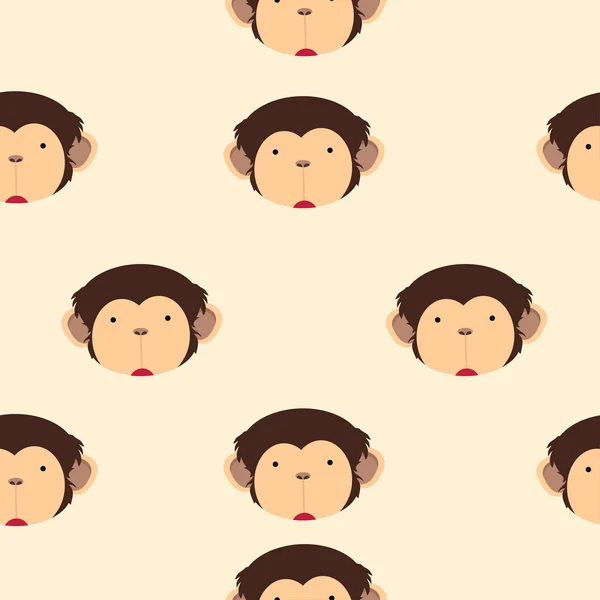 可爱的头猴子卡通无缝模式 — 图库矢量图片