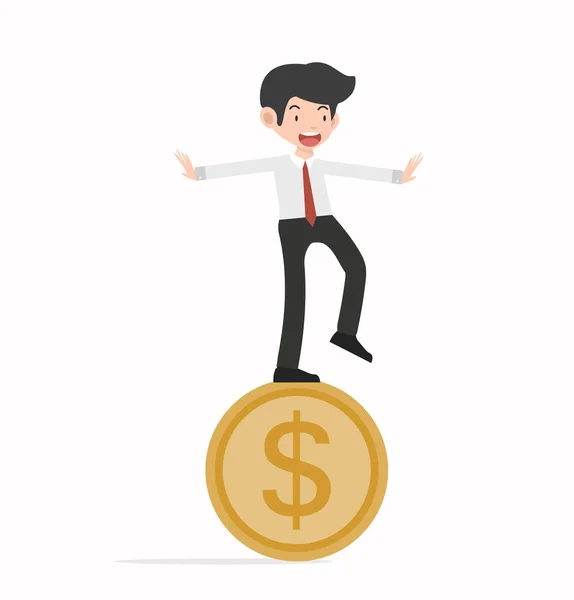 Happy Business Man Goin Coin — Stock Vector