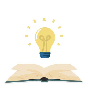 ampul düz tasarım ile açık yeşil kitap