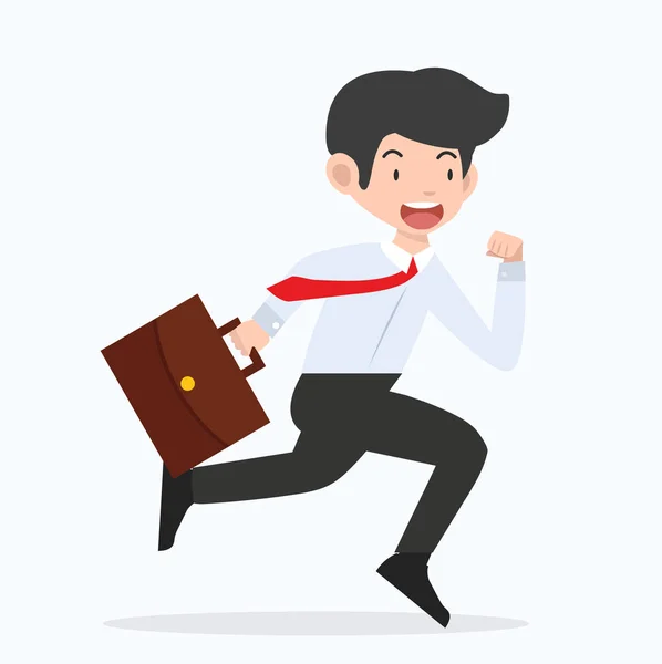 Businessman running with a briefcase cartoon