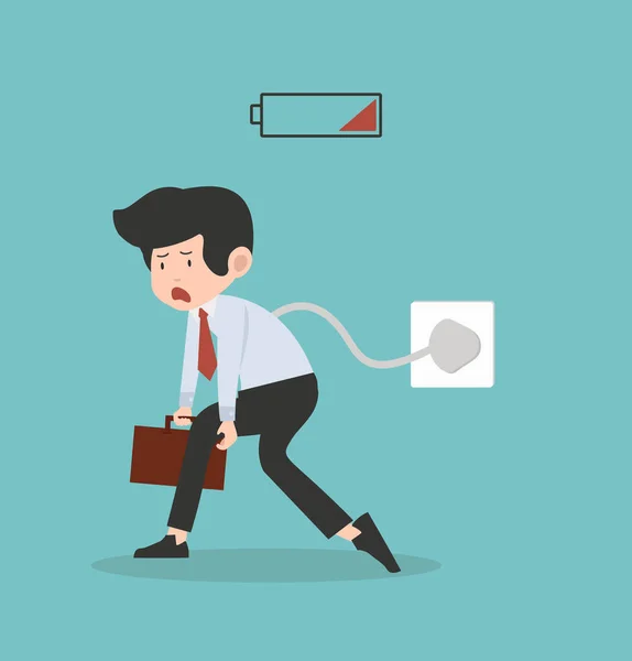 Hombre Negocios Cansado Con Vector Batería — Vector de stock