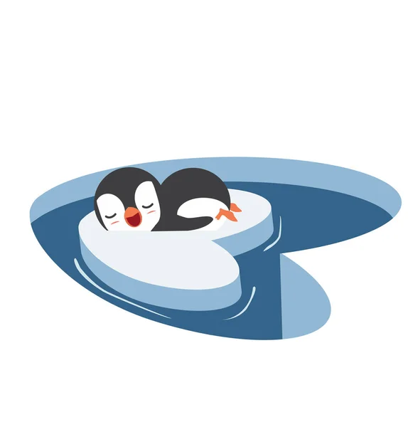Pinguine Schlafen Auf Einem Stück Eisberg — Stockvektor
