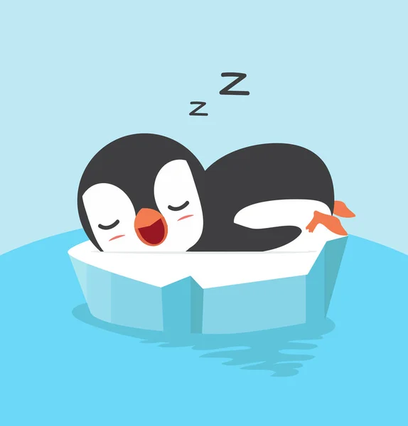 Cute Pingwin Spać Lodzie Krze — Wektor stockowy