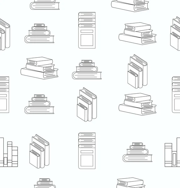 Pilha Livros Padrão Sem Costura Design Plano Branco — Vetor de Stock