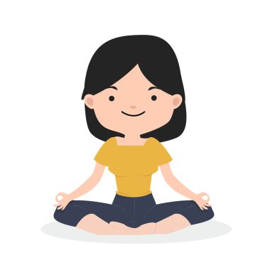 düz tasarım meditasyon küçük kız