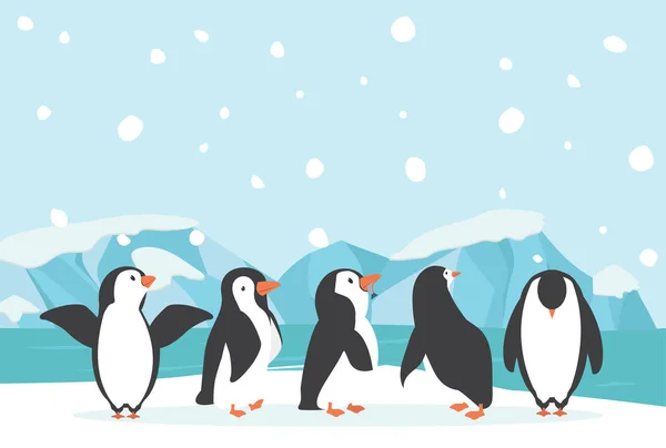 Kış Kuzey kutbu Arktik manzara penguen