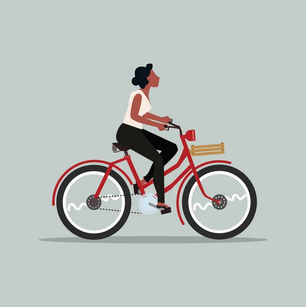 Женщина Велосипеде Вектор — стоковый вектор