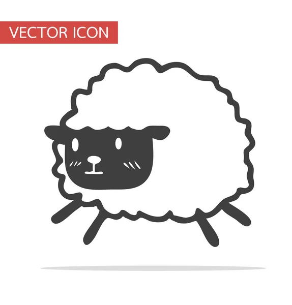 Lindo Negro Pequeño Vector Ovejas Icono — Vector de stock