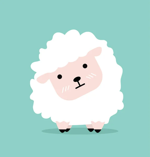 Mignon Dessin Animé Petit Mouton Plat Design — Image vectorielle