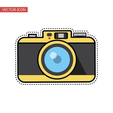 Vintage kamera düz tasarım Sticker vektör