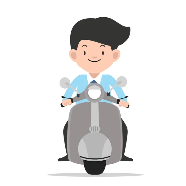 Бизнесмен Рулем Мотоцикла Видом Спереди — стоковый вектор