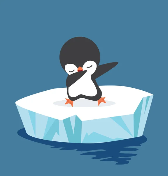 Dabbing Penguin Témpano Hielo — Vector de stock