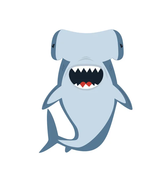 Žralok Kladivhlavý Izolovaný Bílém Pozadí — Stockový vektor