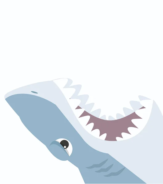 Shark Open Mouth White Background — Stock Vector