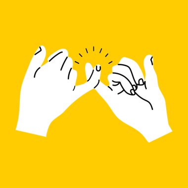  promise hands gesturing on yellow background clipart
