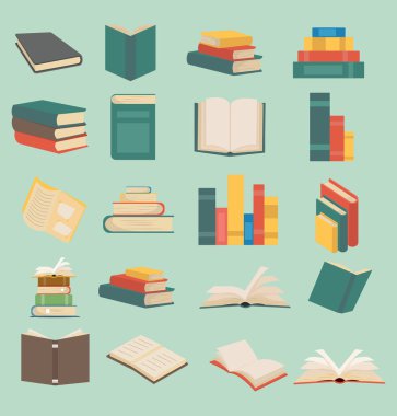 düz tasarım koleksiyonunda kitap seti