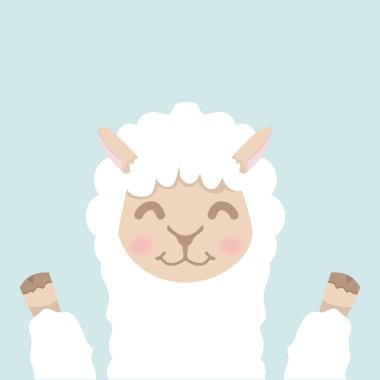 Sevimli alpaka kabarık kafa yüz vektörü.