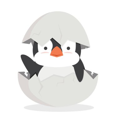 sevimli bebek penguen yağ yumurta vektör yumurtadan