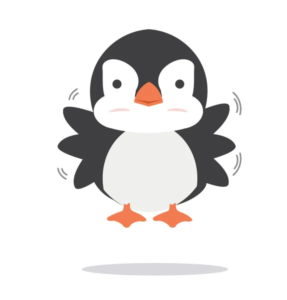 Baby Pinguin Fett Fliegenden Vektor Illustration — Stockvektor