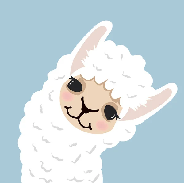 Roztomilý Lama Alpakové Hlavní Vektor — Stockový vektor