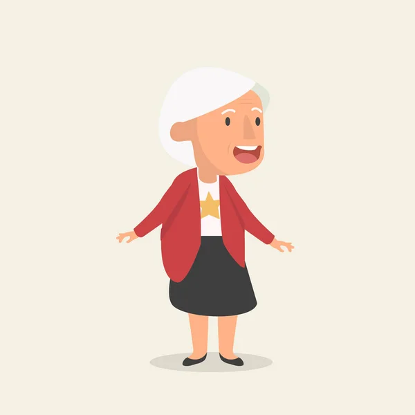 Vieja Mujer Plana Ilustración Dibujos Animados — Vector de stock