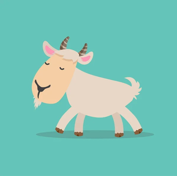 Adorable Funny Goat Cartoon Flat — Stock Vector