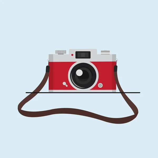 Kamera Kayışı Vektörlü Kırmızı Vintage Kamera — Stok Vektör