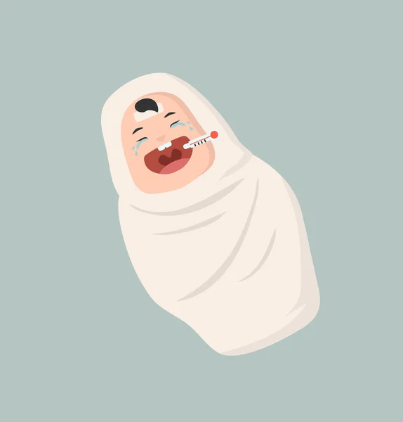 Cute Newborn Baby Sick Vector — Stock Vector