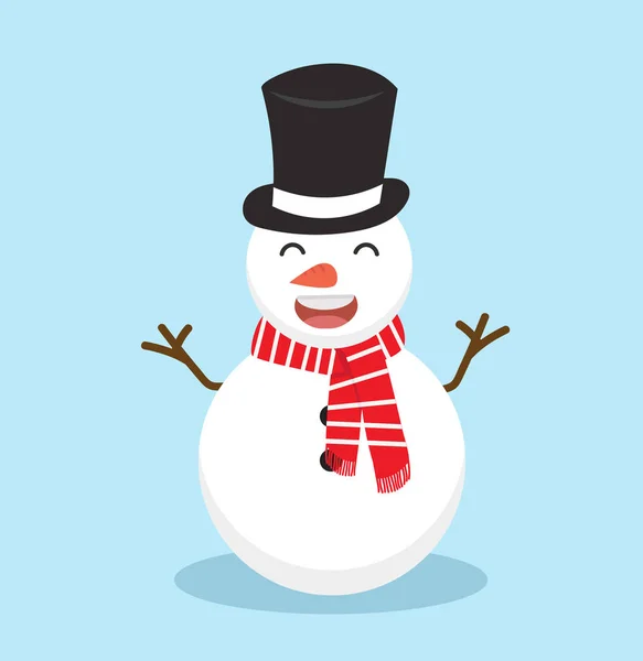 Schattig Sneeuwpop Met Muts Sjaal — Stockvector