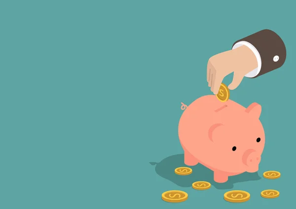 Piggy Bank izometrik para tasarrufu konsepti. 