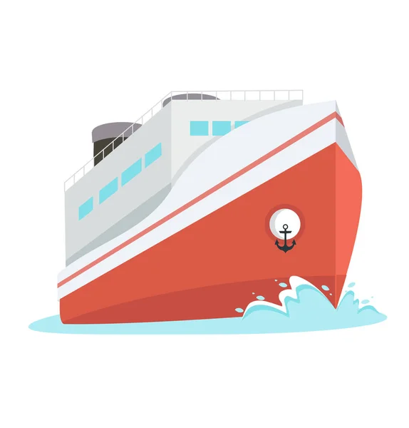 Schiff Kreuzfahrt Cartoon Stil Illustration Vektor — Stockvektor