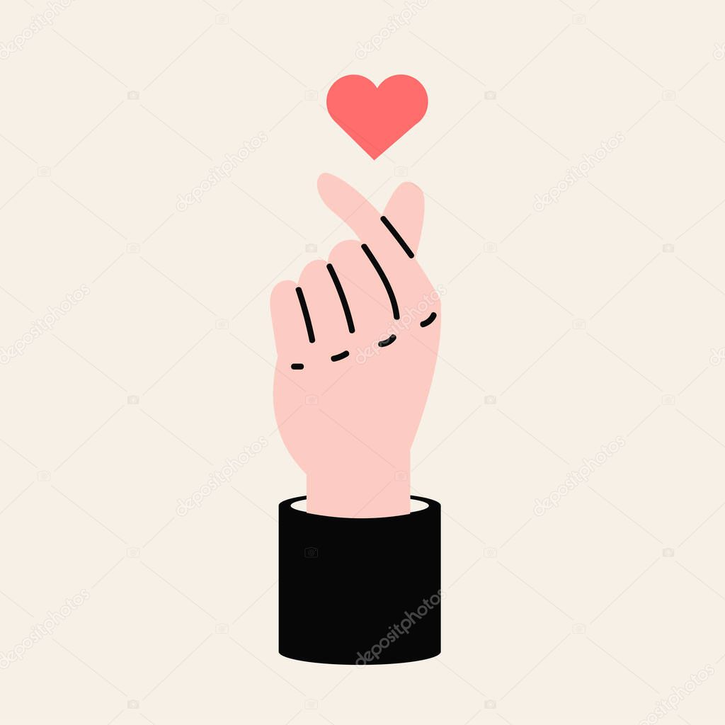 Business hand Mini Hart symbol with copy space