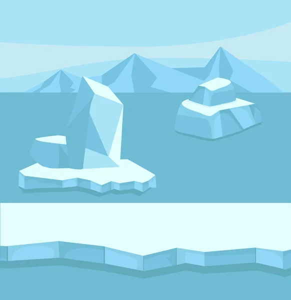 带蓝色浮冰的北极病媒景观 — 图库矢量图片