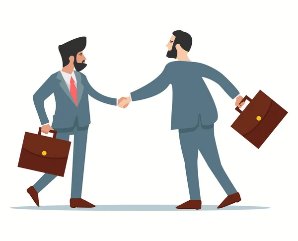 Two Businessman Shaking Hands Suits — Stock Vector