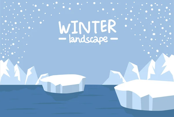 Pôle Nord Paysage Arctique Saison Hivernale — Image vectorielle