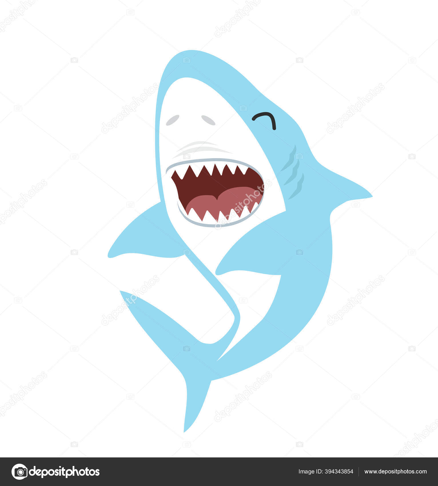 tubarão dos desenhos animados com a boca aberta 5162069 Vetor no
