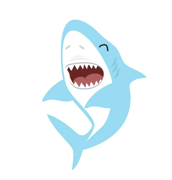かわいいですサメとともにオープン口の漫画ベクトル — ストックベクタ
