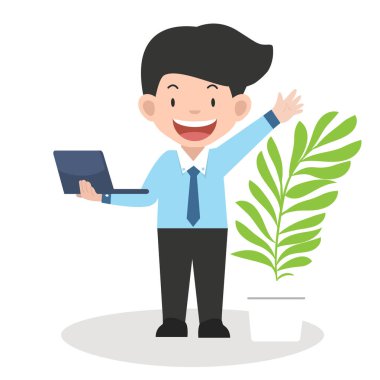  Dizüstü bilgisayar konsepti tutan iş adamı