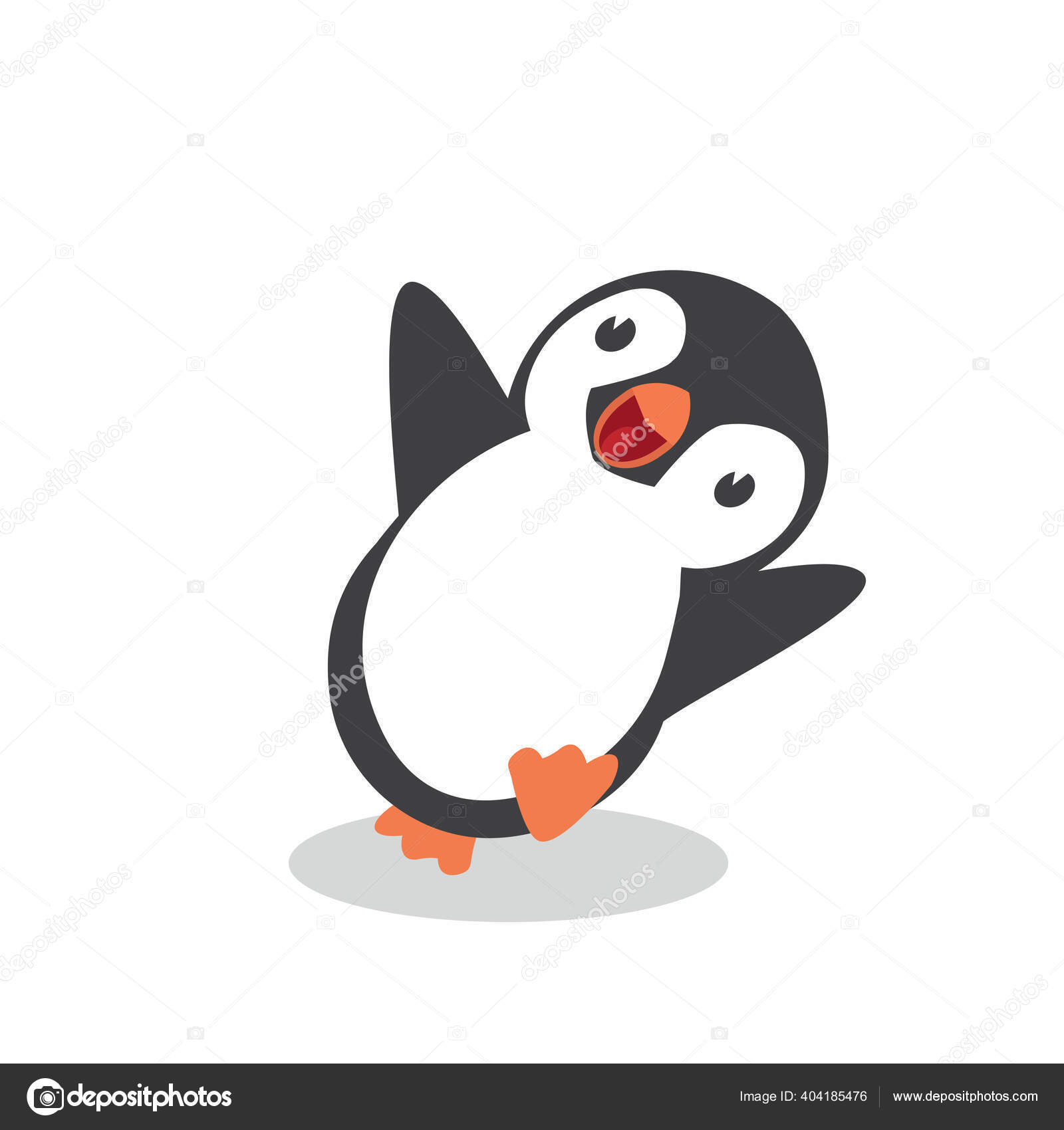 Lindo Pingüino Feliz Vector Dibujos Animados Vector de stock #404185476 de  ©focus_bell@hotmail.co.th, image size:1600x1700