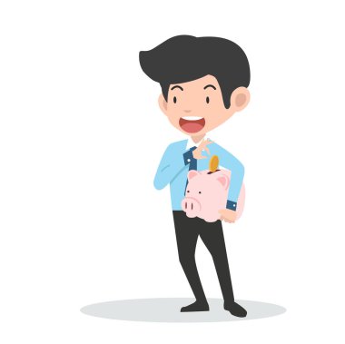 Kumbarayı elinde tutan bir işadamı.