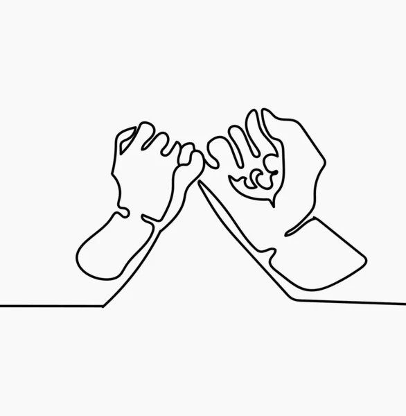 Continuous Line Pinky Promise Father Giving Hand His Child — Stock Vector