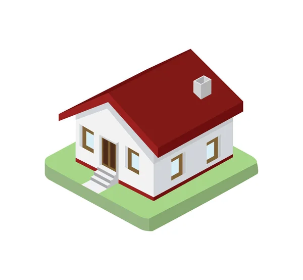 Isometric Little House Land Vector — Stock Vector