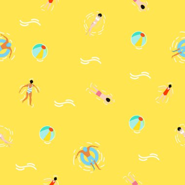 İnsanlar yaz mevsiminde yüzüyor.