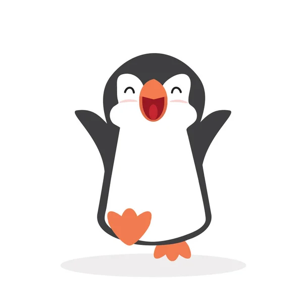 Bonito Pinguim Cartoon Mínimo Plano — Vetor de Stock