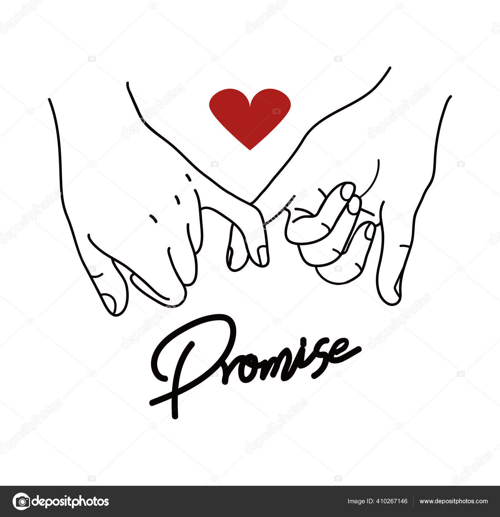 Pinky Promise Outline Vector Red Heart Sign Stock Vector by - Main Image
